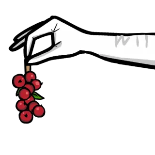 🫐 Hand, Trauben, Obst, Weiß, Schwarz, Cartoon, Illustration telegram sticker