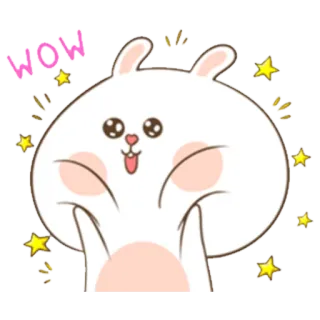 😱 WOW conejo, lindo, wow, estrellas, dibujos animados whatsapp sticker