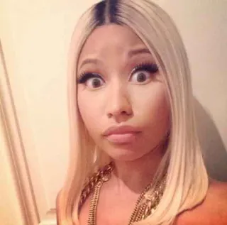 👀 Nicki Minaj บุคคล, ผู้หญิง, นักร้อง, คนดัง, ผมบลอนด์, ภาพเหมือน telegram sticker