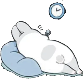 🛏 slapen, cartoon, dier, kussen, klok, rust telegram sticker