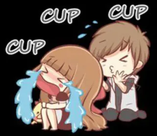 😫 CUP CUP CUP Cartoon, Niedlich, Paar, Weinend, Traurig, Liebe, Emotionen whatsapp sticker