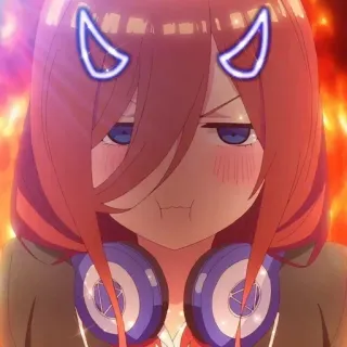 😊 anime, devil, headphones, angry, girl telegram sticker