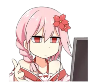 😒 Anime, Fille, Doigt d'honneur, Offensant, Yeux rouges telegram sticker