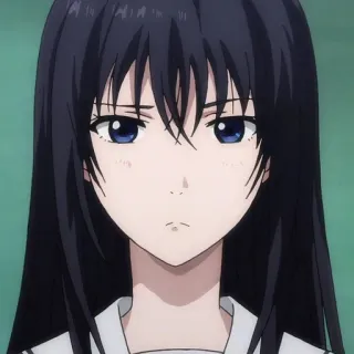 🙂 anime, meisje, lang haar, zwart haar, vrouw, cartoon, gezicht whatsapp sticker