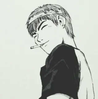 😊 Manga, Cigarrillo, Fumar, Anime, Personaje, Retrato whatsapp sticker