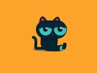 🖤 고양이, 동물, 귀여운, 만화, 앉아있는 telegram sticker