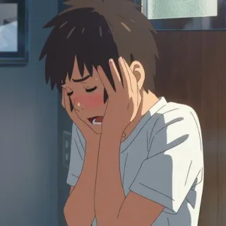 🍣 Anime, Pleurs, Triste, Émotionnel, Adolescent, Illustration telegram sticker