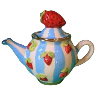 🫥 teapot, strawberry, kitchenware, tea, stripes, cute telegram sticker
