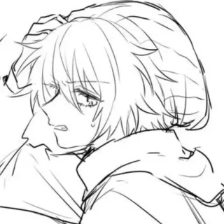 🌟 Anime, Smutne, Ilustracja, Szkic, Rysunek, Portret telegram sticker