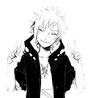 ✌ anime, manga, peace sign, happy, boy, smiling telegram sticker