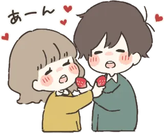 🤤 あーん pareja, corazones, amor, compartir, lindo, estilo anime telegram sticker