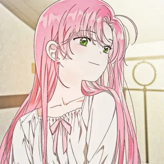 🌸 anime, rambut merah muda, perempuan, kartun, potret, ilustrasi telegram sticker