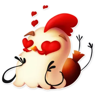 😍 pollo, cuori, amore, cartone animato, animale, carino telegram sticker