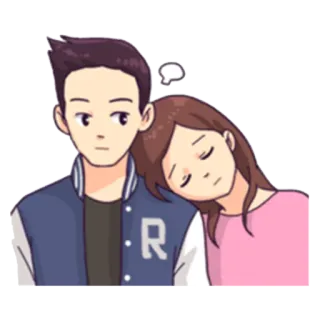 😞 coppia, cartone animato, amore, ragazza, ragazzo, relazione telegram sticker