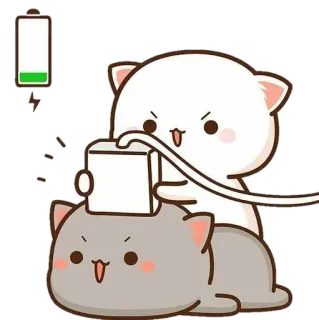 💈 고양이, 새끼 고양이, 충전, 귀여운, 스티커, 만화, 동물 telegram sticker