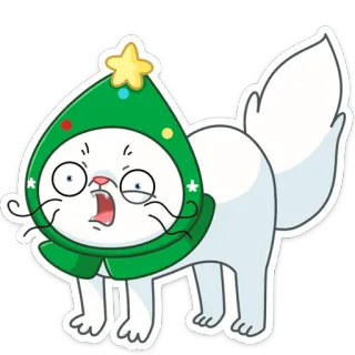 😱 кот, рождество, дерево, наклейка, животное, мультфильм, смешной telegram sticker