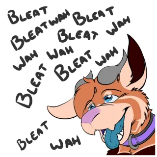 🗯 BLEAT WAH животное, мультфильм, смешной, текст, милый whatsapp sticker