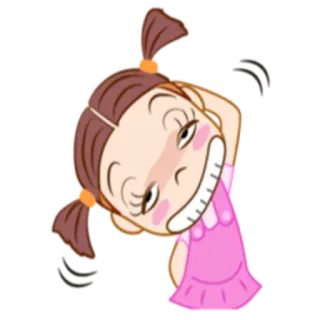 😬 dessin animé, fille, enfant, mignon, autocollant whatsapp sticker