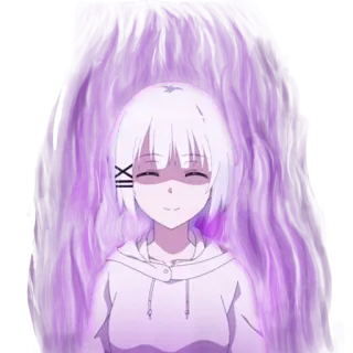 😤 XII Аниме, Девушка, Фиолетовый, Худи, Персонаж telegram sticker