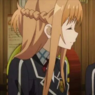 😉 Asuna Yuuki Sword Art Online Anime, Dziewczyna, Blond Włosy, Widok z boku, Mundur, Słodka, Waifu telegram sticker