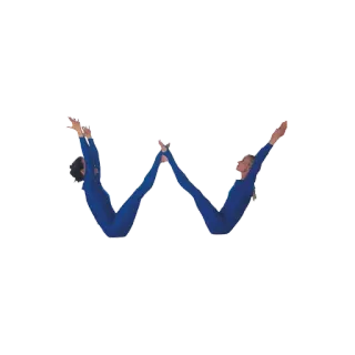 😑 lettre w, personnes, gymnastique, bleu whatsapp sticker