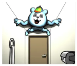 🚪 oso, dibujos animados, puerta, llave inglesa, sombrero whatsapp sticker