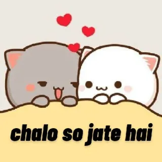 😴 chalo so jate hai gatos, lindo, corazones, amor, dormir, dibujos animados whatsapp sticker