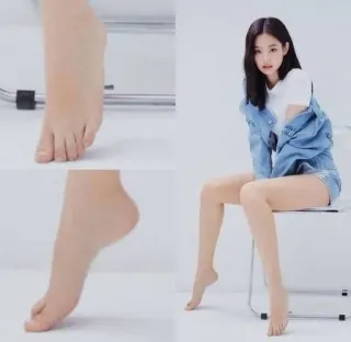 🌟 pés, pernas, mulher, sentada, jaqueta jeans, posando telegram sticker