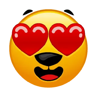 😀 Emoji, Amor, Corações, Amarelo, Rosto, Afeição whatsapp sticker