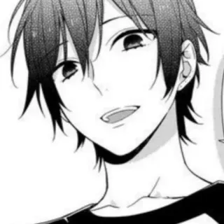 🖤 Anime, Manga, Portret, Lachend, Zwart-wit, Cartoon telegram sticker