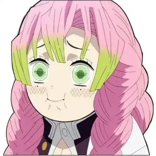 🤭 Mitsuri Kanroji Demon Slayer anime, demon slayer, mitsuri kanroji, cute, chibi, manga telegram sticker