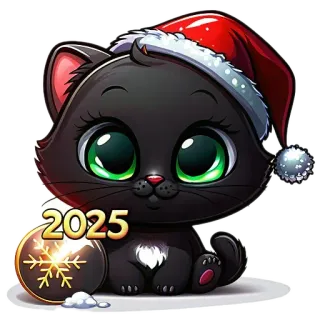 🐱 2025 แมว, ลูกแมว, คริสต์มาส, ปีใหม่, วันหยุด, น่ารัก, รื่นเริง, หิมะ whatsapp sticker