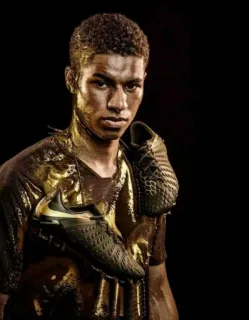 🥾 Marcus Rashford calcio, atleta, calcio, ritratto, dorato telegram sticker