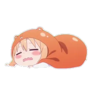 😪 动漫, 可爱, 卡哇伊, 卡通, Q版, 熊耳帽衫, 疲惫 whatsapp sticker