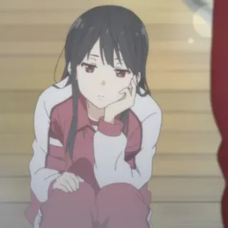 🍙 Anime, Mädchen, Schuluniform, gelangweilt, sitzen whatsapp sticker