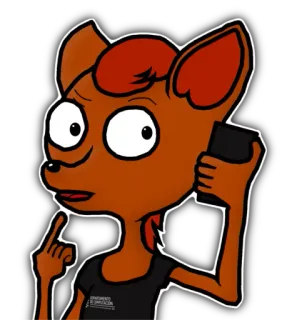 📱 Desenho animado, Raposa, Telefone, Dedo do meio, Grosseiro telegram sticker