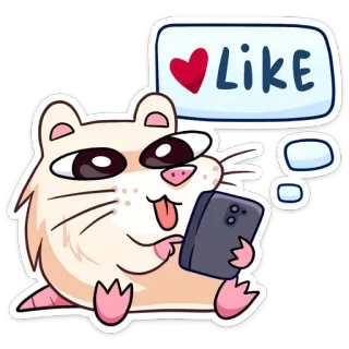 👍 Like แฮมสเตอร์, สัตว์, น่ารัก, ถูกใจ, โทรศัพท์, การ์ตูน telegram sticker
