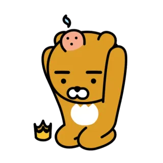 😰 Ryan Kakao Friends, urso, fofo, desenho animado telegram sticker