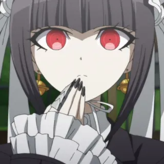 🃏 Celestia Ludenberg Danganronpa Anime, Gótico, Olhos vermelhos, Cabelo preto, Danganronpa, Celestia Ludenberg telegram sticker