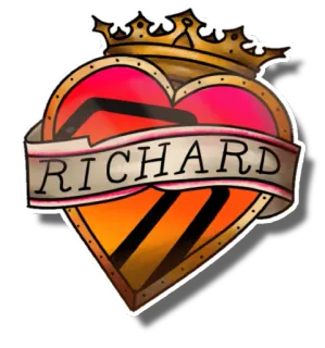 💘 RICHARD heart, crown, banner, name, tattoo, Richard telegram sticker