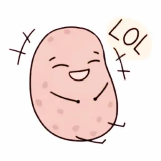 💭 LOL aardappel, grappig, lol, cartoon, schattig, emoji whatsapp sticker