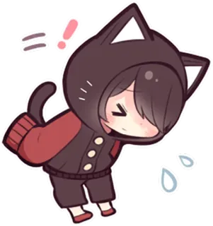 🙇 cartone animato, gatto, kawaii, anime, carino, chibi, adesivo whatsapp sticker