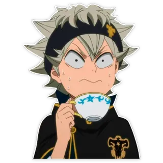 🤫 Asta Black Clover anime, manga, Black Clover, Asta, tea, surprised, reaction telegram sticker