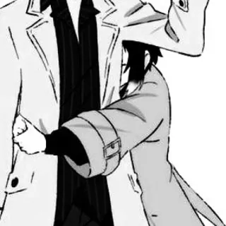 🐈‍⬛️ Anime, Manga, Personajes, Abrigos, Blanco y negro, Ilustración telegram sticker