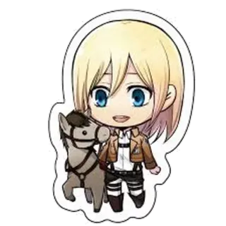 😄 Historia Reiss Attack on Titan Anime, Chibi, Historia Reiss, Ataque dos Titãs, Personagem, Cavalo, Fofo telegram sticker