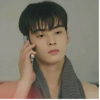 📲 homme, téléphone, portrait, asiatique, serviette, appel whatsapp sticker