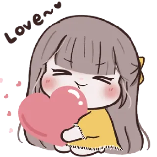 🍥 Мультфильм, Кавай, Любовь, Сердце, Милый, Аниме whatsapp sticker