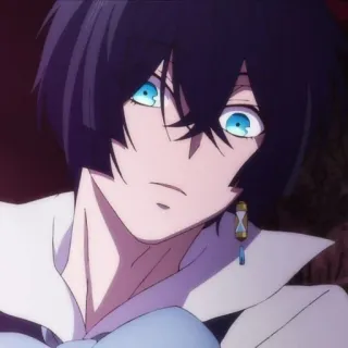 💎 Anime, Manga, Personnage, Portrait, Yeux bleus, Cheveux noirs telegram sticker
