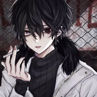 🚬 Anime, Rauchen, Charakter, Zigarette, Emo, Männlich, Goth whatsapp sticker