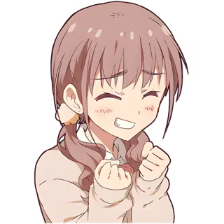 🥳 อนิเมะสาว, น่ารัก, มีความสุข, ยิ้ม, การ์ตูน, คาวาอิ, ผู้หญิง telegram sticker